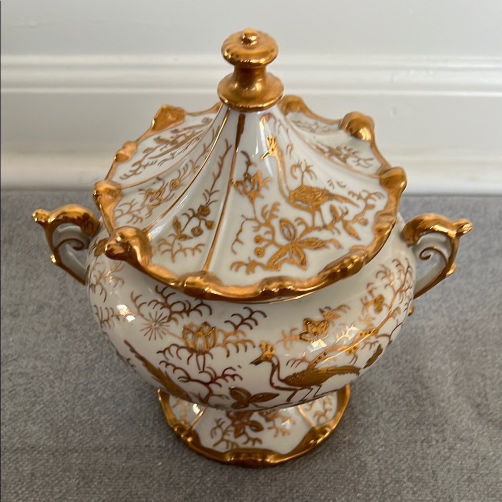 Lenwile Urn Ardalt Japan 6428 RARE Handpainted Porcelain with Gold Peacocks